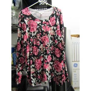 🤯 Charter Club Black w Pink Flowers Cardigan Size 3XL